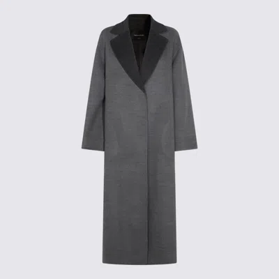 Fabiana Filippi Robe Coat With Notched Lapel And Pockets In Gray