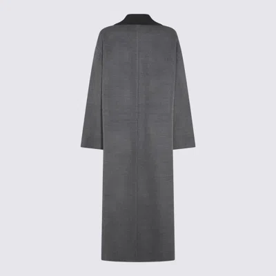 Fabiana Filippi Robe Coat With Notched Lapel And Pockets In Gray