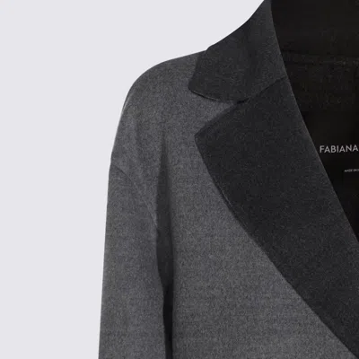 Fabiana Filippi Robe Coat With Notched Lapel And Pockets In Gray