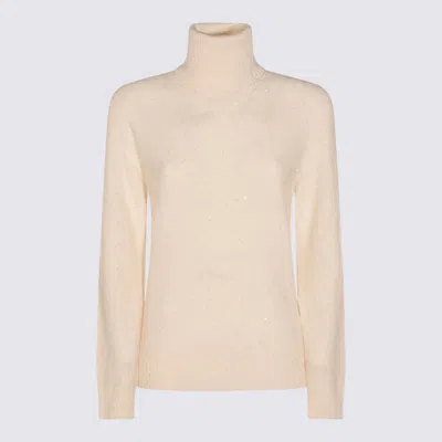 Fabiana Filippi Sequin Turtleneck Sweater Sweaters And Cardigans White In Neutral