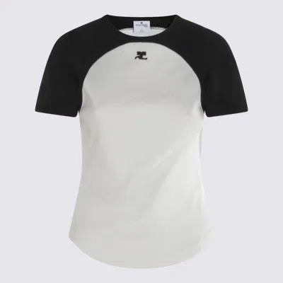 Courrèges Circle Contras T-shirt Woman Black And White In White