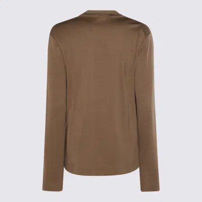 Fabiana Filippi Long Sleeve Cowl Neck Top Design In Brown