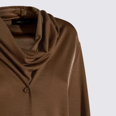 Fabiana Filippi Long Sleeve Cowl Neck Top Design In Brown