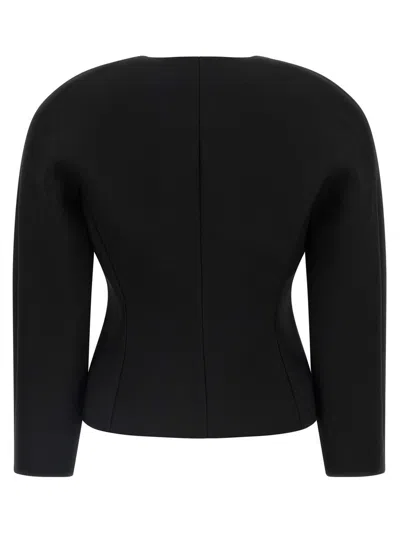 Jacquemus Tailored Blazer Peplum Structured Shoulders In Black