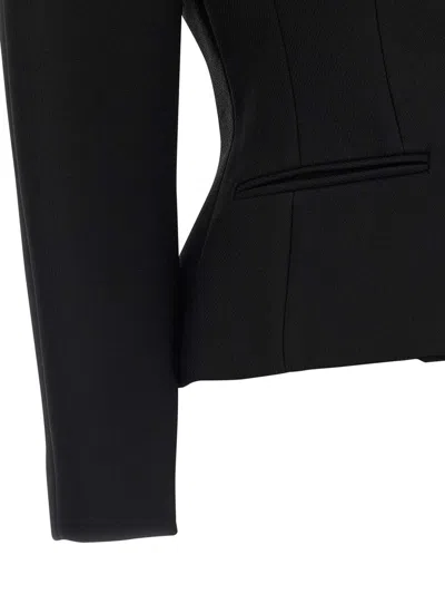 Jacquemus Tailored Blazer Peplum Structured Shoulders In Black