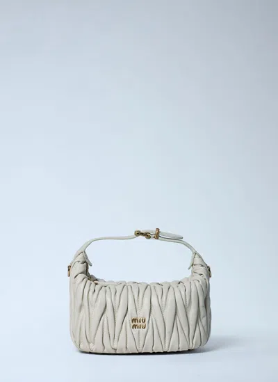 Miu Miu Mini Wander Matelassé Tote Bag In White