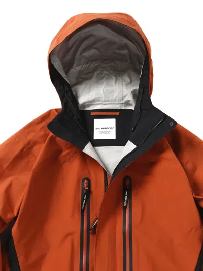 And Wander Reflective Stitching Hooded Jacket In Orange