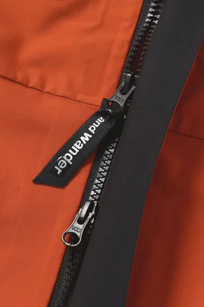 And Wander Reflective Stitching Hooded Jacket In Orange