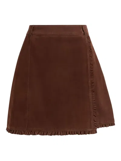 Cinq À Sept Cinq A Sept Suede Scotlyn Skirt In Brown