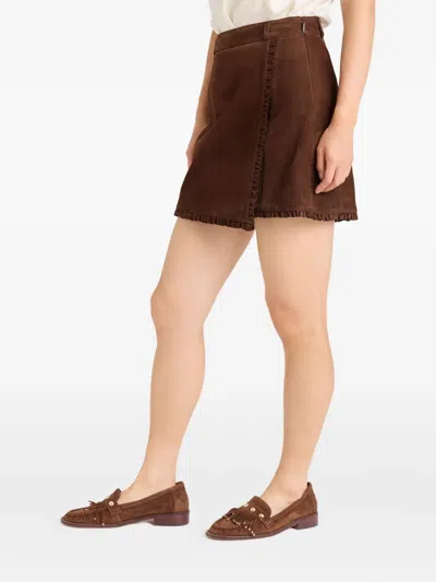 Cinq À Sept Cinq A Sept Suede Scotlyn Skirt In Brown