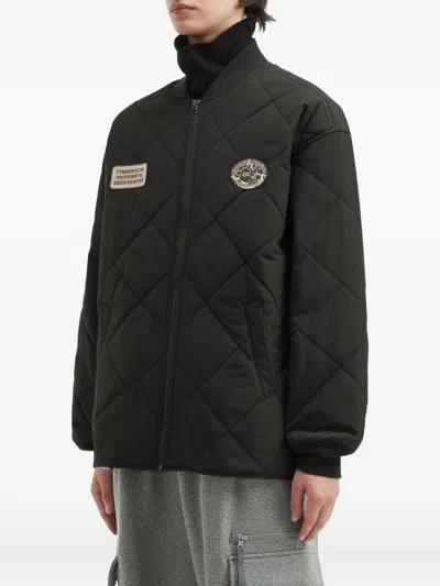 Fingercroxx Quilted Patch-details Jacket In Black
