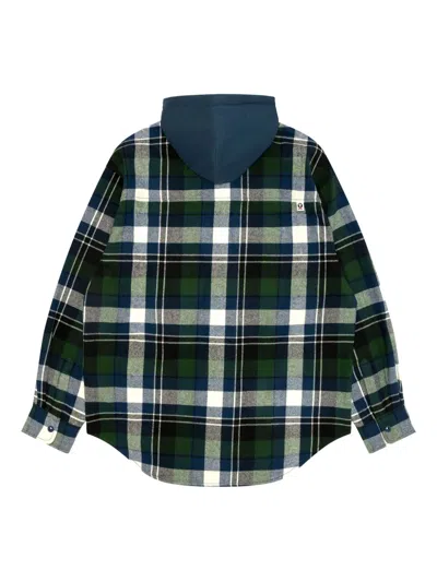 Aape By A Bathing Ape Hooded Plaid Shirt In Green