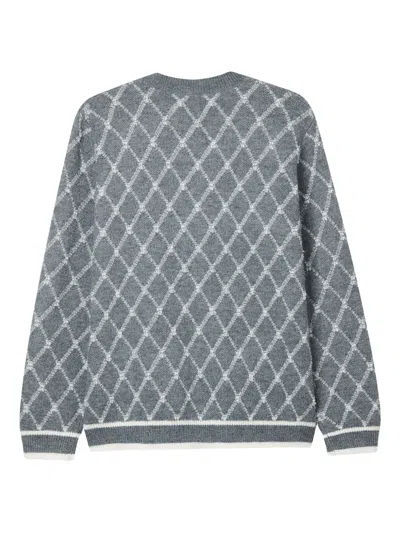 B+ab Argyle-pattern Cardigan In Gray