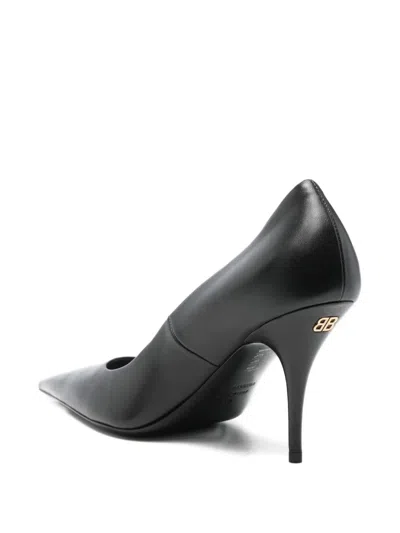 Balenciaga Black Leather Avenue Bb Editor 90 Pumps In Black
