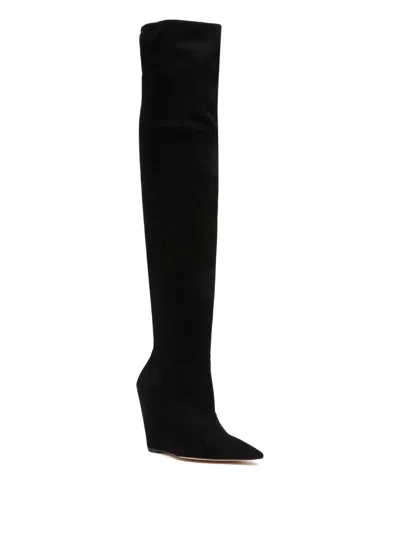 Stuart Weitzman 100mm Saloon Wedge Pointed-toe Over-the-knee Boots In Multi