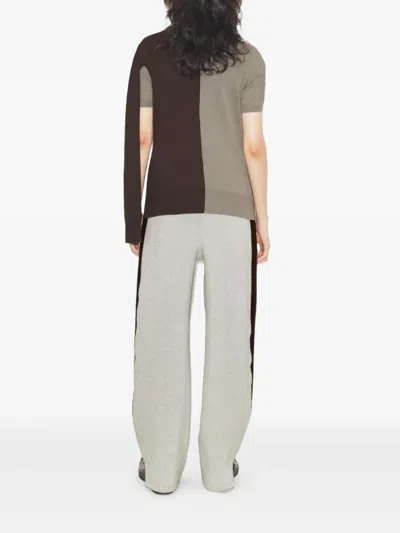 Tory Burch Colourblock Brooch Wool Cardigan In Multi