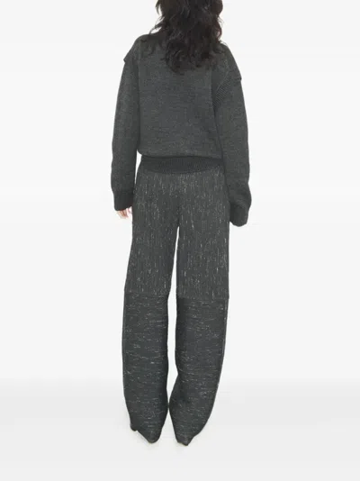 Tory Burch Panelled Wool-blend Trousers In Gray