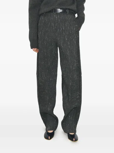 Tory Burch Panelled Wool-blend Trousers In Gray