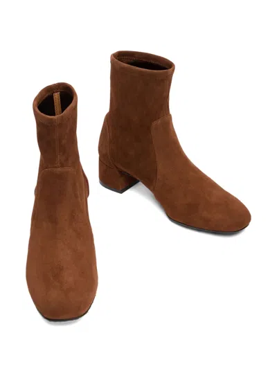 Stuart Weitzman Sleek 60 Sock Bootie In Walnut In Brown