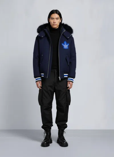 Moose Knuckles Men's Nhl X  Maple Leafs Bomber Jacket In Blue