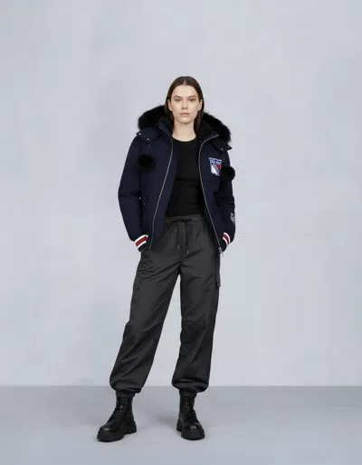 Moose Knuckles Women's Nhl X  Rangers Bomber Jacket In Blue