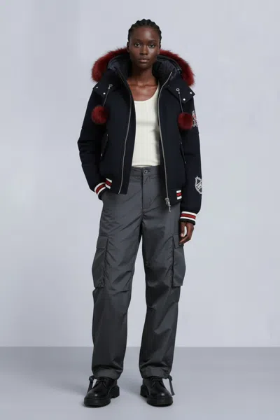 Moose Knuckles Women's Nhl X  Team Bomber Jacket In Black