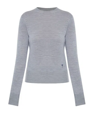 Ami Alexandre Mattiussi Ami Women Crew Neck Sweater In Wool And Silk In Gray