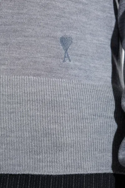 Ami Alexandre Mattiussi Ami Women Crew Neck Sweater In Wool And Silk In Gray