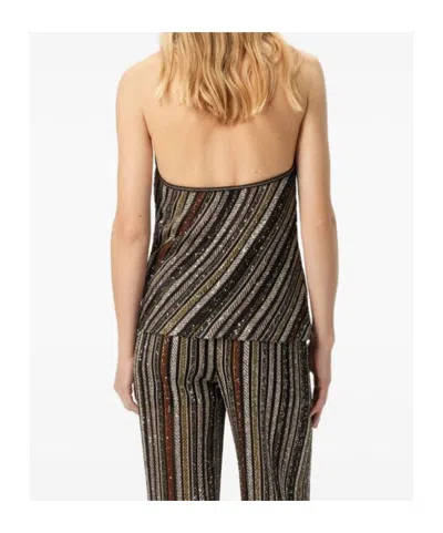 Missoni Womens Multicolor Beige Brown Halterneck Embellished Stretch-woven Top