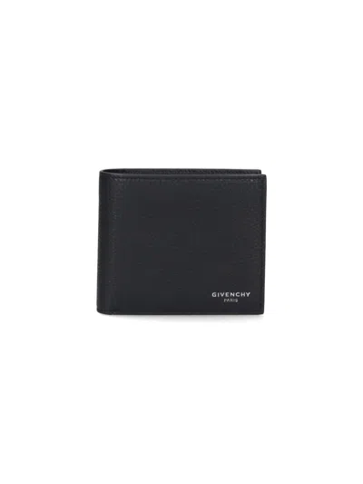 Givenchy Black Bi-fold Wallet With Logo Lettering On The Front In Grained Leather Man In Brown