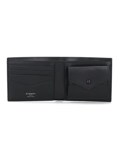 Givenchy Black Bi-fold Wallet With Logo Lettering On The Front In Grained Leather Man In Brown