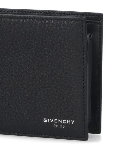 Givenchy Black Bi-fold Wallet With Logo Lettering On The Front In Grained Leather Man In Brown