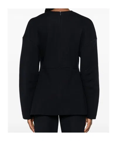 Max Mara Crew Neck Sweater In Wool And Cotton In Black