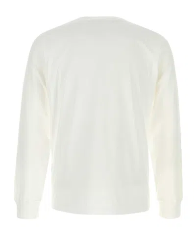 Stone Island White Long-sleeve Crewneck T-shirt With Logo Patch On The Front In Cotton Man In White