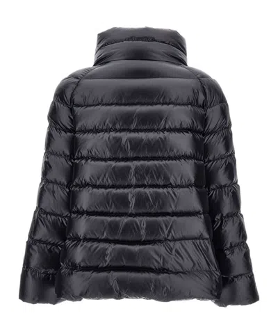 Fay Glossy Quilted Down Coat With Structured Collar In Black