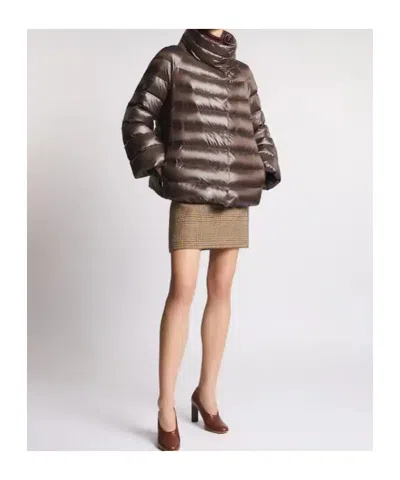 Fay Striped Down Jacket In Brown