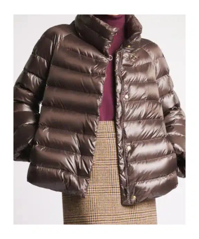 Fay Striped Down Jacket In Brown