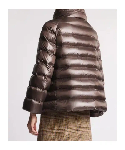 Fay Striped Down Jacket In Brown