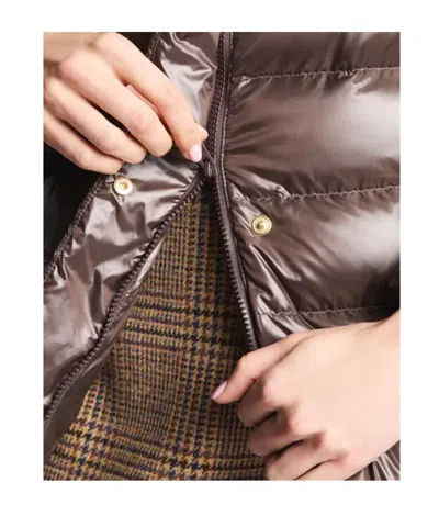 Fay Striped Down Jacket In Brown