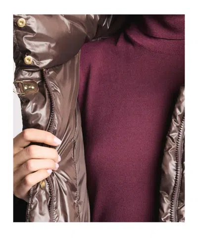 Fay Striped Down Jacket In Brown