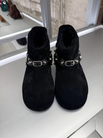 Balenciaga Women Leather And Wool Alaska Soft Bootie Boots In Black