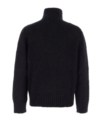 Jil Sander Midnight Blue Mohair Blend Cardigan In Black