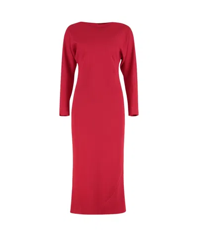 Alberta Ferretti Alberta Ferreti Midi Dress In Stretch Cady In Red