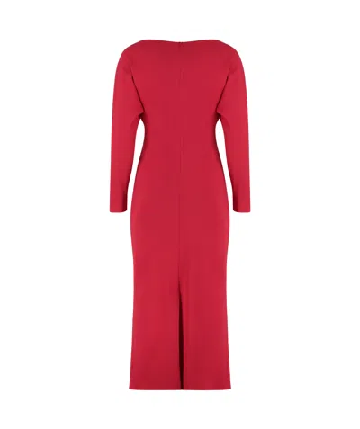 Alberta Ferretti Alberta Ferreti Midi Dress In Stretch Cady In Red