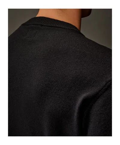 C.p. Company Crew Neck Knit Sweater With Raglan Sleeves And Logo Patch In Black