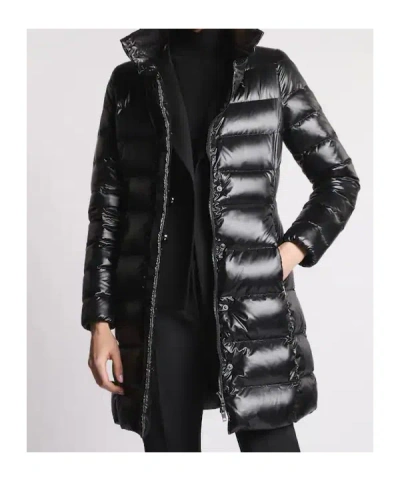 Fay Cropped Black Nylon Down Jacket With Iconic Fastening And Windproof Cuffs In Black