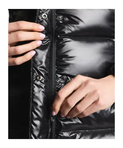 Fay Cropped Black Nylon Down Jacket With Iconic Fastening And Windproof Cuffs In Black