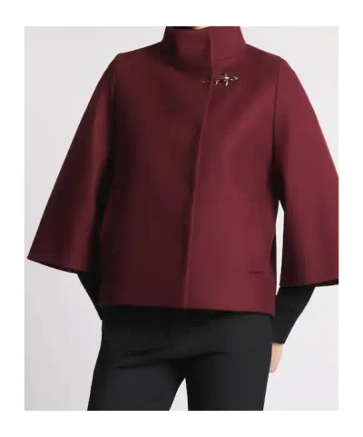 Fay Wool Cape Jacket In Red