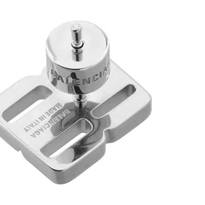 Balenciaga Geometric Stone Embellished Stud Earrings In Brown