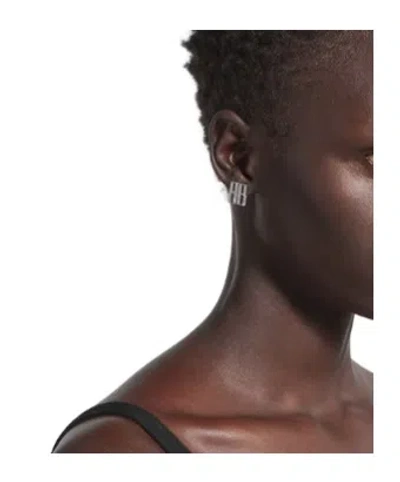 Balenciaga Geometric Stone Embellished Stud Earrings In Brown